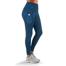 Load image into Gallery viewer, Women's Workout Leggings Highwaist with Side Pockets &amp; Camo Print, Blue-Size 4