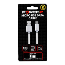Load image into Gallery viewer, Powerz USB Data Charger Cable for Micro USB 1.2m - White