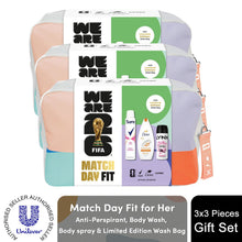 Load image into Gallery viewer, Match Day Fit for Her FIFA Gift Set,Body Wash, Anti-Perspirant, Spray+Wash Bag