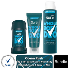 Load image into Gallery viewer, Sure Whole Body Ocean Rush Bundle Spray, Cream &amp; Stick with Odour Control
