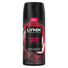 Load image into Gallery viewer, Lynx Men Deodorant Body Spray Cherry Spritz with 72Hrs Freshness 150ml, 3 Pack