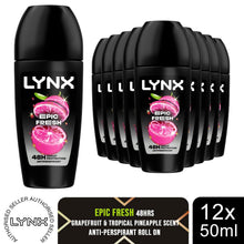 Load image into Gallery viewer, Lynx Epic Fresh Anti Perspirant Roll On 48H Anti Sweat Protection 50ml, 12 Pack