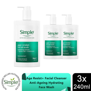 Simple Face Wash Cleanser Purify, Repair, Hydrate, Age Resist, Smooth+ Gel,240ml