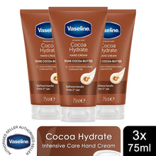 Load image into Gallery viewer, Vaseline Hand Cream Intensive Care Pure Cocoa Butter Cocoa Hydrate 75ml, 3 Pack
