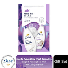 Load image into Gallery viewer, Dove Time to Relax Body Wash Collection 2pcs Gift Set for Her with Shower Puff
