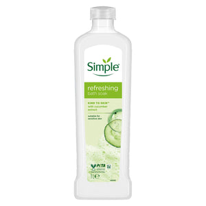 12x Simple Kind to Skin Refreshing Bath Soak Cucumber Extract Sensitive Skin, 1L