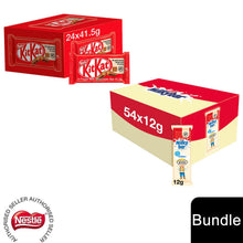 Load image into Gallery viewer, Nestle Chocolate Bar, KitKat 4 Finger 24x41.5g &amp; Milkybar Creamy White 54x12g