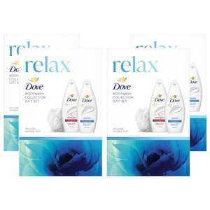 Dove Relax Body Wash Collection 2 Pieces Gift Set for Her with Shower Puff