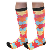 Load image into Gallery viewer, Flo Knee High Compression Socks Bright Pattern Support Travel Sports S/M or L/XL