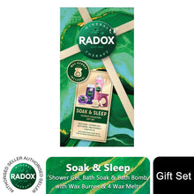 Load image into Gallery viewer, Radox Soak &amp; Sleep ShowerGel, BathSoak &amp; BathBomb Gift Set for Her w/ Wax Burner