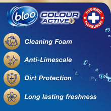 Load image into Gallery viewer, Bloo Colour Active Fresh Flower &amp; Bleach Toilet Rim Block Odour Stop 6 pk of 50g
