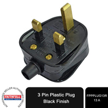 Load image into Gallery viewer, Faithfull FPPPLUG13R 230V 13Amp 3-Pin Plug with Nylon Base &amp; Cover Cap, Black