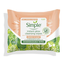 Load image into Gallery viewer, Simple Protect 'N' Glow Instant Cleansing Wipes for Dull &amp; Tired Skin, 3 or 6 Pk