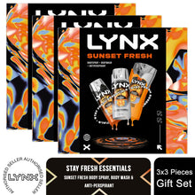 Load image into Gallery viewer, Lynx Sunset Fresh Trio Men's Grooming Gift Set Body Spray, Body Wash &amp; Deodorant