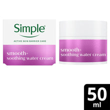Load image into Gallery viewer, Simple Smooth+ Soothing Water Cream � Lightweight Moisturiser with Aloe &amp; Ceramides, Calms and Hydrates Skin, No Perfume or Colour 50ml, Pack of 3