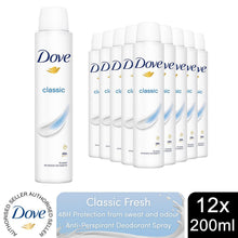 Load image into Gallery viewer, Dove Classic Fresh Anti-Perspirant Deo Spray for 48Hrs Protection 200ml, 12 Pack