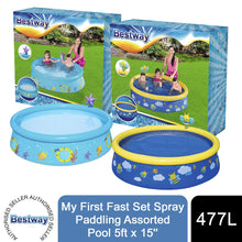 Load image into Gallery viewer, Bestway MyFirst Fast Set Assorted Paddling Spray Pool with Repair Patch,152x38cm
