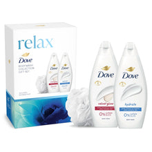 Load image into Gallery viewer, Dove Relax Body Wash Collection 2 Pieces Gift Set for Her with Shower Puff