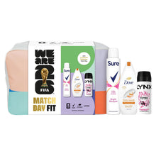Load image into Gallery viewer, Match Day Fit for Her FIFA Gift Set,Body Wash, Anti-Perspirant, Spray+Wash Bag
