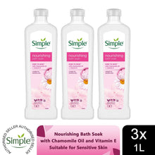 Load image into Gallery viewer, 3x Simple Kind to Skin Nourishing Bath Soak w/ Chamomile Oil Sensitive Skin, 1L