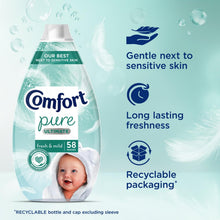 Load image into Gallery viewer, Comfort Ultra Concentrated Pure Fabric Conditioner Fresh &amp; Mild 870ml - 58w, 3pk