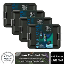 Load image into Gallery viewer, Dove Men+Care Tin Clean Comfort Essentials 2Pcs Gift Set for Him with Socks