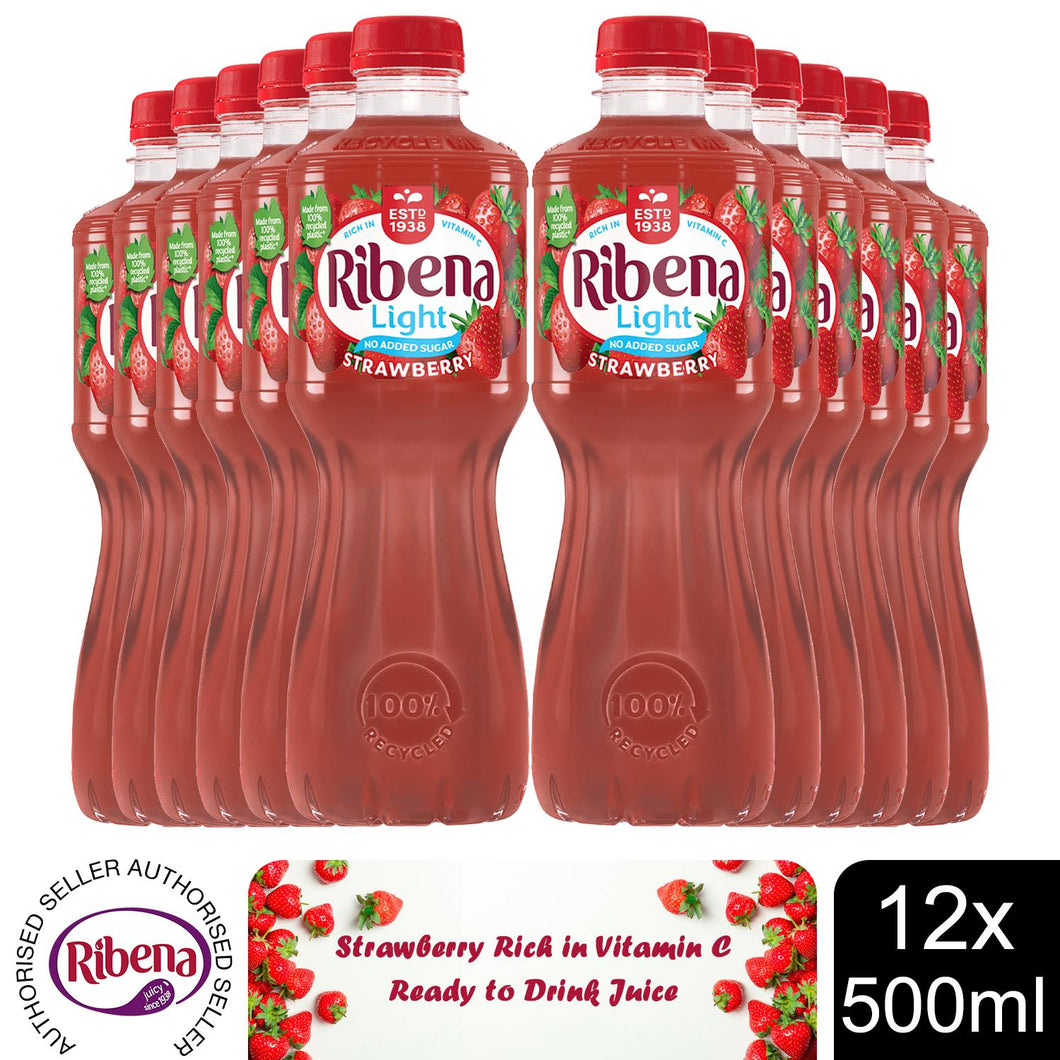12 Pack of Ribena Strawberry Ready to Drink Juice, 500ml