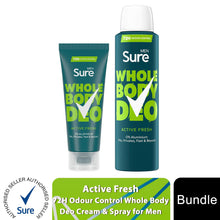 Load image into Gallery viewer, Sure Whole Body Active Fresh Bundle Spray &amp; Cream for Men with 72H Odour Control