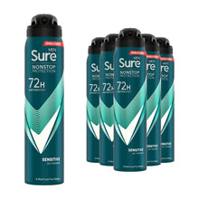 Load image into Gallery viewer, Sure Men Anti-Perspirant 72H Nonstop Protection Sensitive Deodorant, 6x250ml