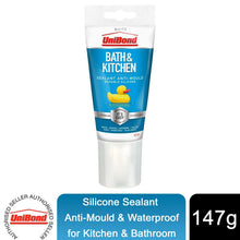 Load image into Gallery viewer, Unibond Silicone Sealant Anti-Mould &amp; Waterproof for Kitchen &amp; Bathroom, 147g