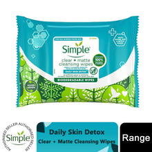 Load image into Gallery viewer, Simple Clear+Matte Daily Skin Detox Biodegradable Wipes for Oily Skin, 3 or 6 Pk