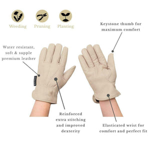 Kent & Stowe Luxury Leather Water Resistant Gloves for Gardening, Men's Medium