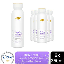 Load image into Gallery viewer, Dove Body + Mind French Lavender &amp; Oat Milk Vit E Serum Body Wash 350ml, 6 Pack