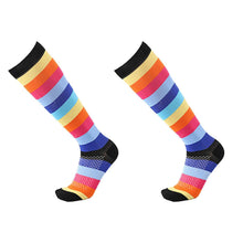 Load image into Gallery viewer, Flo Knee High Compression Socks Bright Pattern Support Travel Sports S/M or L/XL