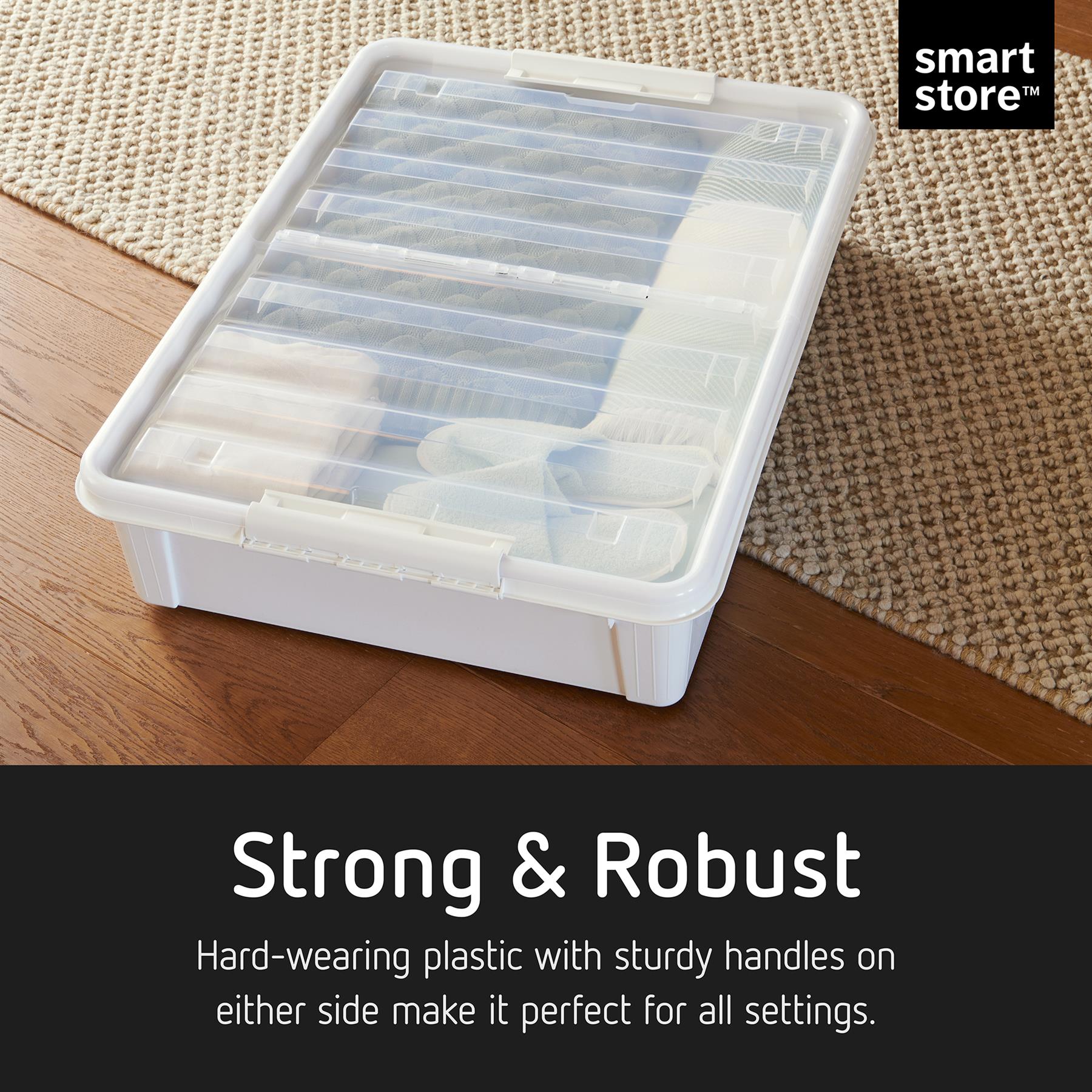Smartstore Bedroller Underbed Storage Box with Transparent Foldable Li ...