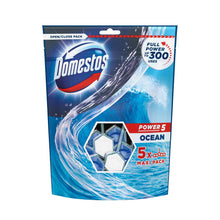 Load image into Gallery viewer, 10x Domestos Power5 Ocean ToiletRimBlocks for LongLasting Protection 55g,Pk of 5