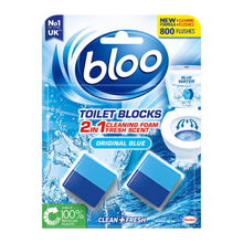 Load image into Gallery viewer, Bloo Toilet Rim Blocks Limescale 2in1 Foam &amp; Original Blue Clean+Fresh 7 Pk
