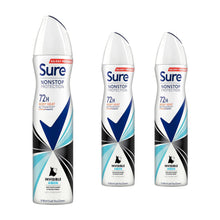 Load image into Gallery viewer, Sure Women Anti-perspirant 72H Nonstop Protection Invisible Aqua Deo, 3x250ml