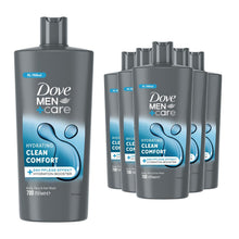 Load image into Gallery viewer, Dove Men+Care 3-in-1 Body, Face &amp; Hair Wash Hydrating Clean Comfort 700ml, 6 Pk