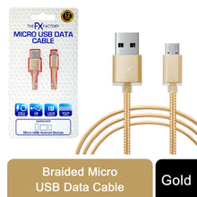 Load image into Gallery viewer, Fx Braided Micro USB Data Cable, Gold, Rose Gold, Space Grey, Silver[Gold]