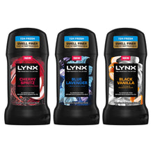 Load image into Gallery viewer, Lynx Deodorant Stick Black Vanilla, Blue Lavender &amp; Cherry Spritz, 50ml