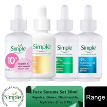 Load image into Gallery viewer, Simple Face Serums Set 30ml - Repair+, Glow+, Niacinamide, Hydrate+ (1 or 3 Pk)