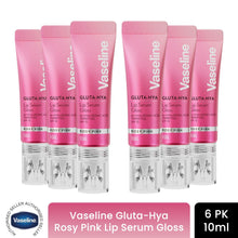 Load image into Gallery viewer, Vaseline Lip Gloss Serum Rosy Pink 10ml, 6 Pack SPF15 Plumping Hydrating Care