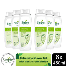 Load image into Gallery viewer, Simple Kind to Skin Refreshing Shower Gel 450ml, 6 Pack