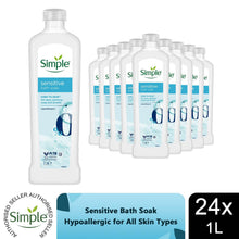 Load image into Gallery viewer, Simple Sensitive Bath Soak Hypoallergenic 1L 24-Pack Bulk