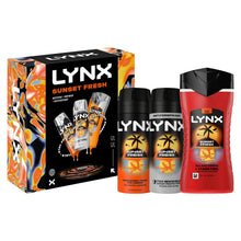 Load image into Gallery viewer, Lynx Sunset Fresh Trio Men's Grooming Gift Set Body Spray, Body Wash &amp; Deodorant