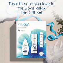 Load image into Gallery viewer, Dove Relax Trio Gift Set with Hydrate Bodywash, Body Lotion &amp; Classic Deodorant