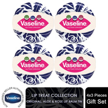 Load image into Gallery viewer, Vaseline Lip Treat Collection Gift Set Tin with Rosy Aloe Original Balm Trio