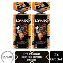 Load image into Gallery viewer, Lynx Sunset Fresh Gift Set with Body Spray &amp; Socks Cracker - Citrus Clean Scent