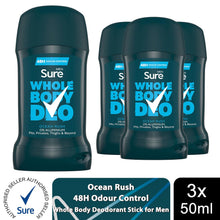 Load image into Gallery viewer, Sure Men Deodorant Stick Ocean Rush with 48Hrs of Odour Control 50ml, 3 Pack